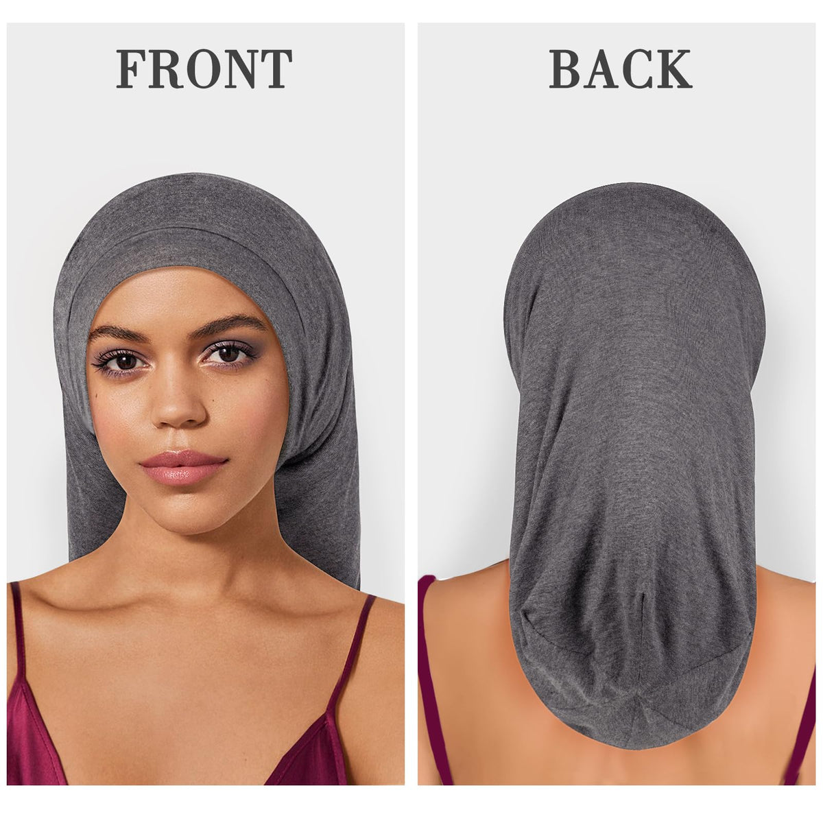 Fittia Long Satin Bonnet on a bed with hair accessories
