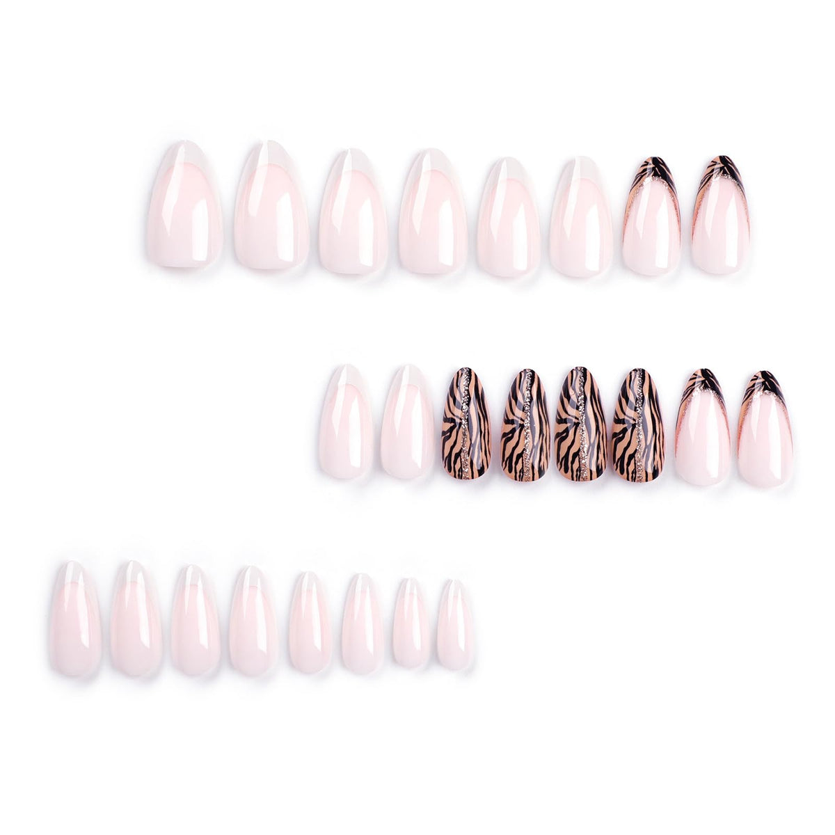 FJSMTOPl almond fake nails in various sizes for custom fit
