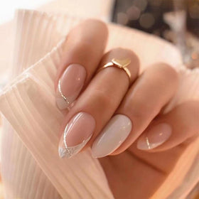 FJSMTOPl Almond Press on Nails 24 pcs pack front view