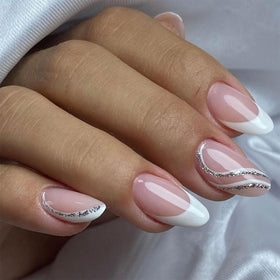 FJSMTOPl Almond Press On Nails 24pcs front view