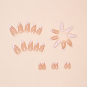 FJSMTOPl Almond Press on Nails close-up of designs