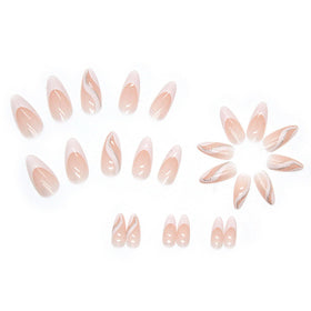 FJSMTOPl Almond Press on Nails medium length design
