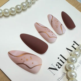 FJSMTOPl Almond Press on Nails package contents including jelly glue and nail file