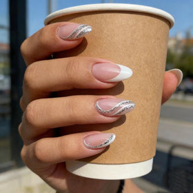 FJSMTOPl Almond Press On Nails with jelly glue stickers