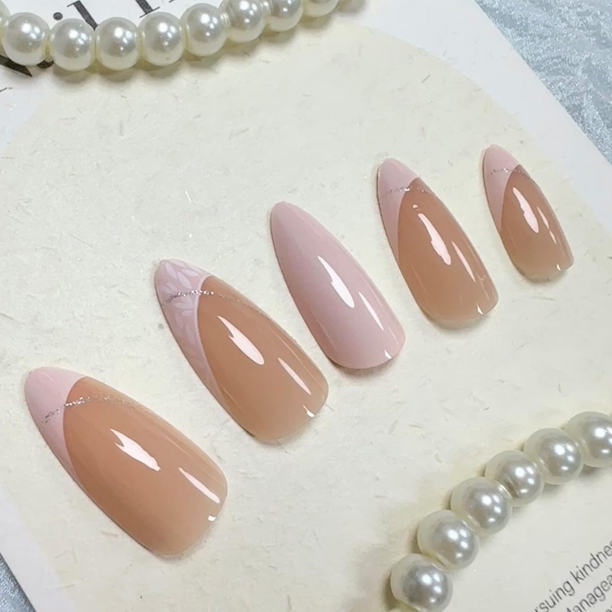 FJSMTOPl Almond Press on Nails with jelly glue stickers