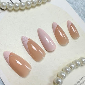 FJSMTOPl Almond Press on Nails with jelly glue stickers