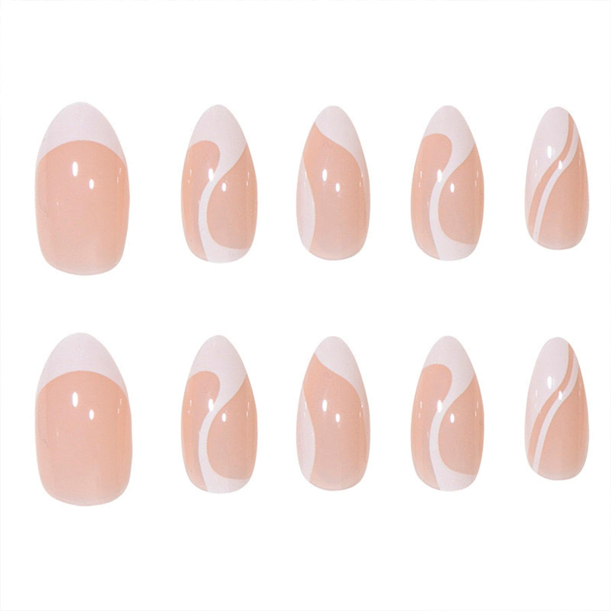 FJSMTOPl Almond Press On Nails with wooden stick for application