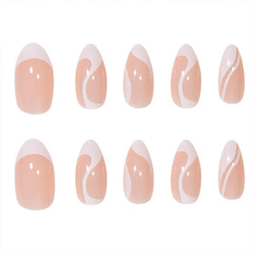 FJSMTOPl Almond Press On Nails with wooden stick for application