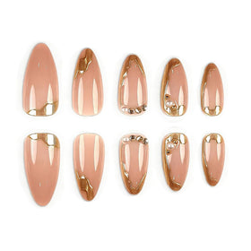 FJSMTOPl Gold Press on Nails French Tip application process