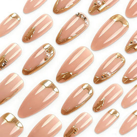 FJSMTOPl Gold Press on Nails French Tip size comparison