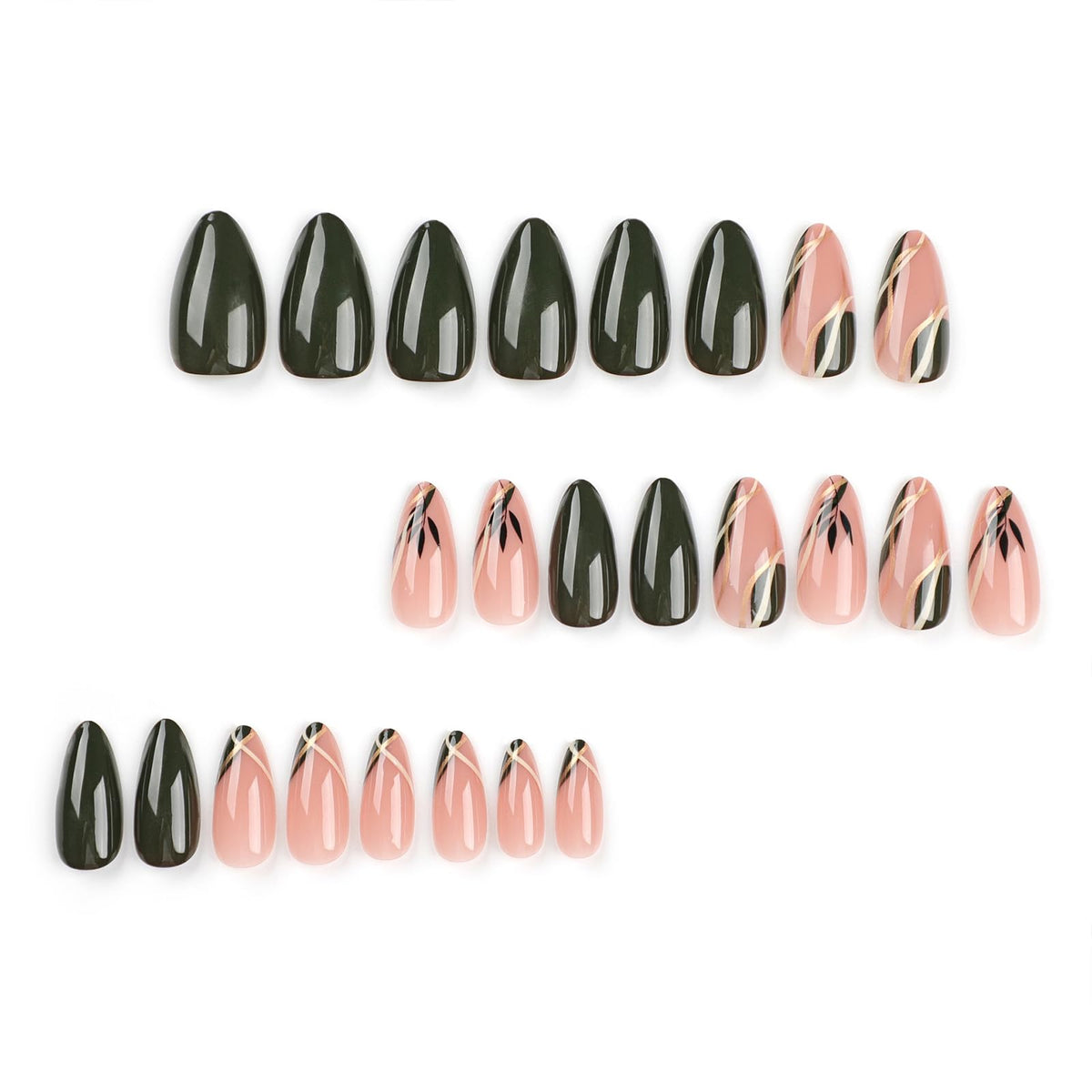 FJSMTOPl Green Press on Nails with nail file and wooden stick