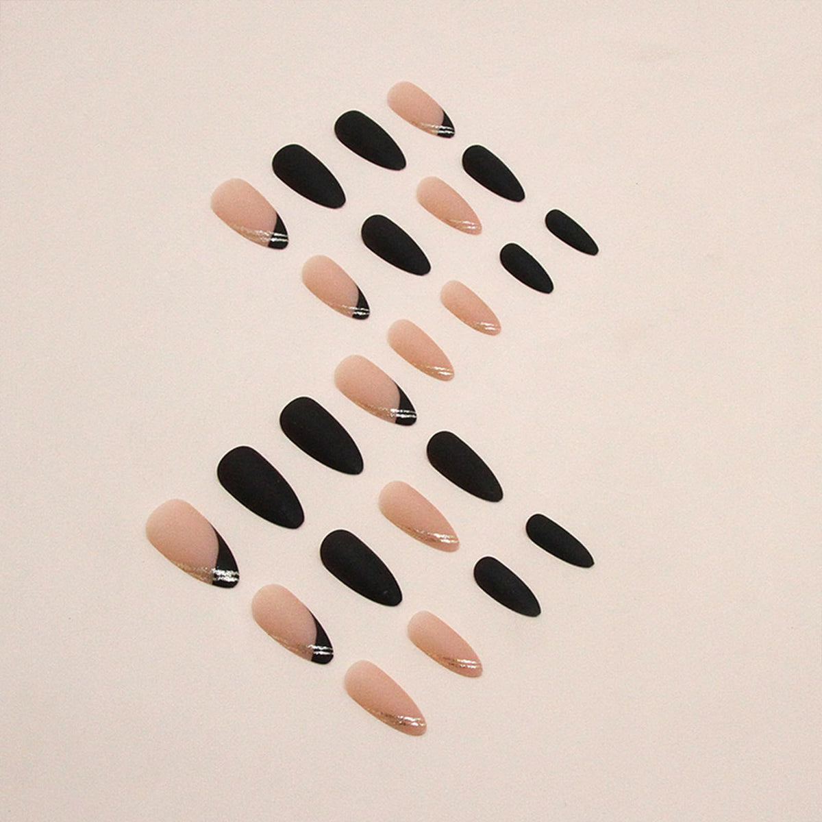 FJSMTOPl Medium Almond Press On Nails nail file and wooden stick