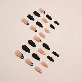 FJSMTOPl Medium Almond Press On Nails nail file and wooden stick