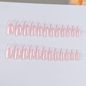 FJSMTOPl Press On Nails Almond French Tip in stylish packaging
