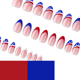 FJSMTOPl press on nails applied on hands for Independence Day