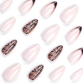 FJSMTOPl press on nails displayed on a table with nail care tools