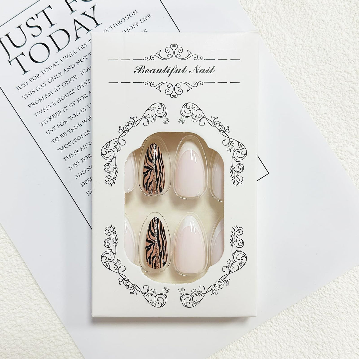 FJSMTOPl press on nails package including jelly glue stickers and nail file