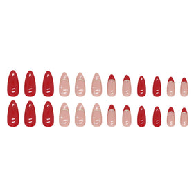 FJSMTOPl Red Press on Nails applied on hands
