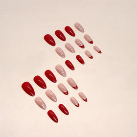 FJSMTOPl Red Press on Nails with nail file and wooden stick