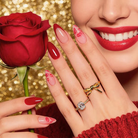 FJSMTOPl Valentine's Day nails with jelly glue stickers