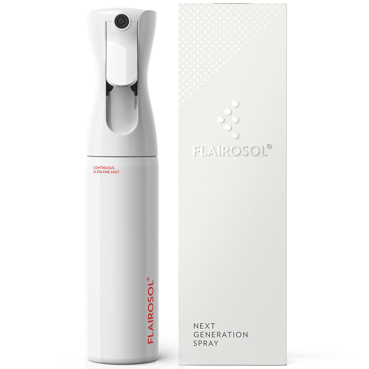 FLAIROSOL Continuous Mister Spray Bottle front view in White/Coral