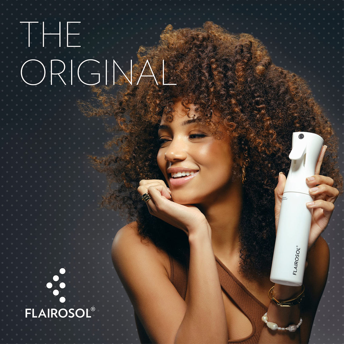 FLAIROSOL Continuous Mister Spray Bottle side view showing ergonomic grip