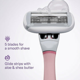 Flamingo shaving kit with shower holder in a bathroom setting
