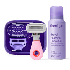 Flamingo Travel Razor Kit with mini handle and blade refills