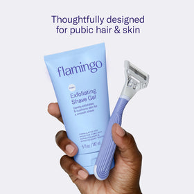 Flamingo Women's Pubic Razor Refill Cartridges side view showing blade details