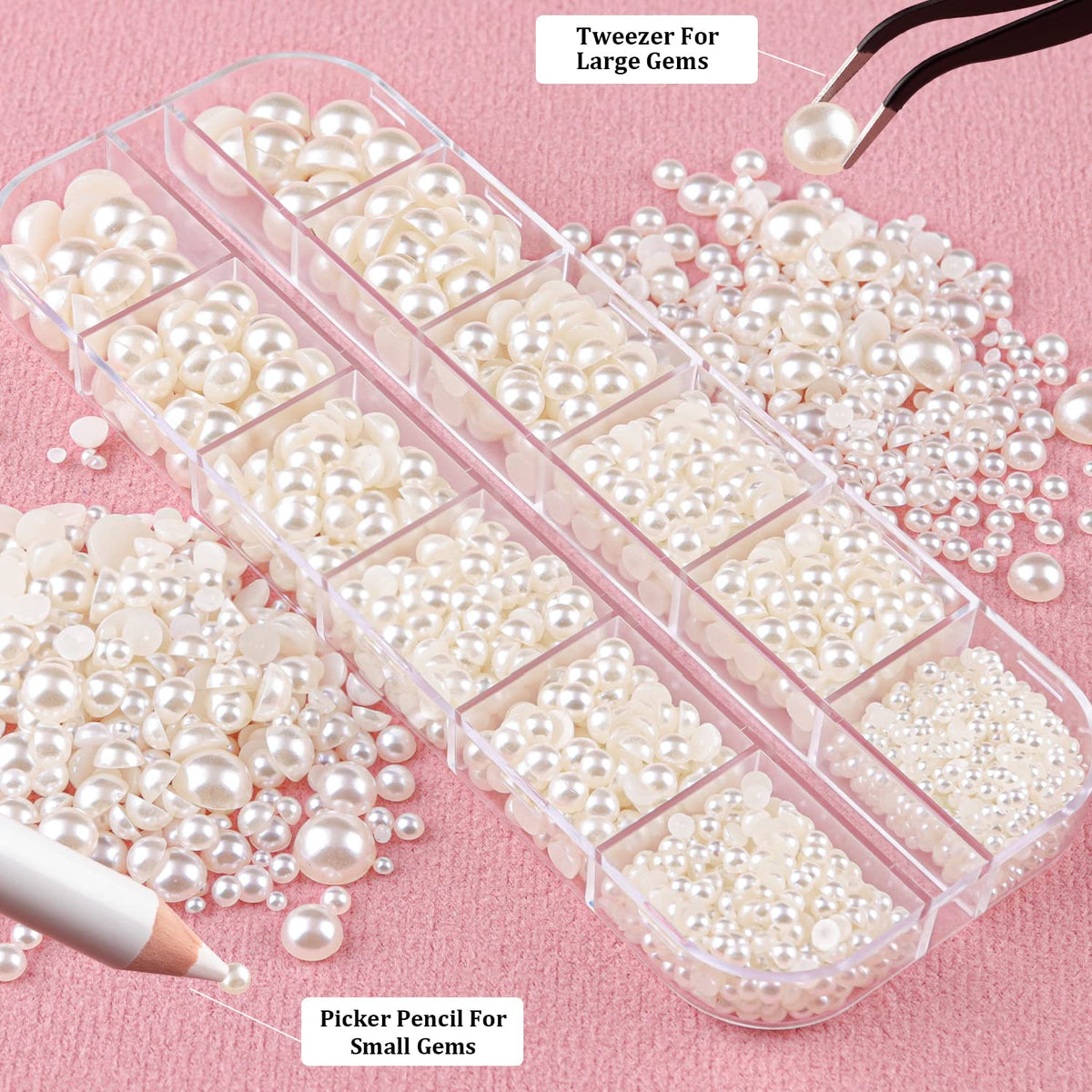 Flat back pearls used in nail art design
