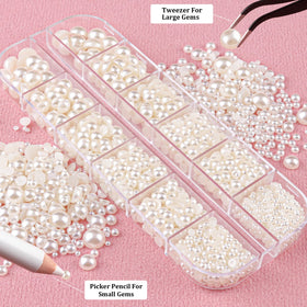 Flat back pearls used in nail art design