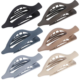 Flat hair clips set showing all six colours