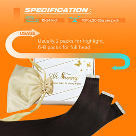Flat iron styling Sunny Hair Tape in Extensions Dark Brown