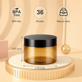 Flat lay of Loretoy plastic jars with various contents