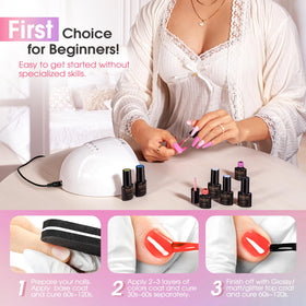 Flat lay of ROSALIND Gel Nail Polish Set components