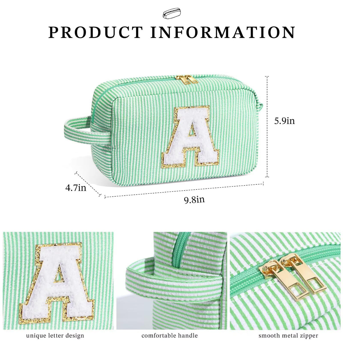 Flat lay of YOOLIFE Initial Cosmetic Bag with cosmetics inside