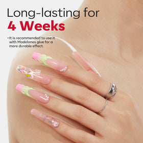 Flat no C curve design of Modelones Long Square Nail Tips