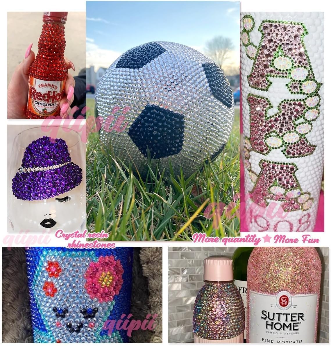 Flatback qiipii White AB Rhinestones on a craft surface