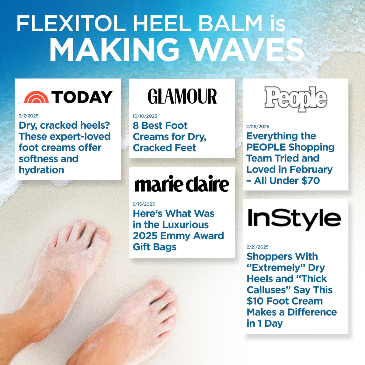 Flexitol Heel Balm on a bathroom shelf