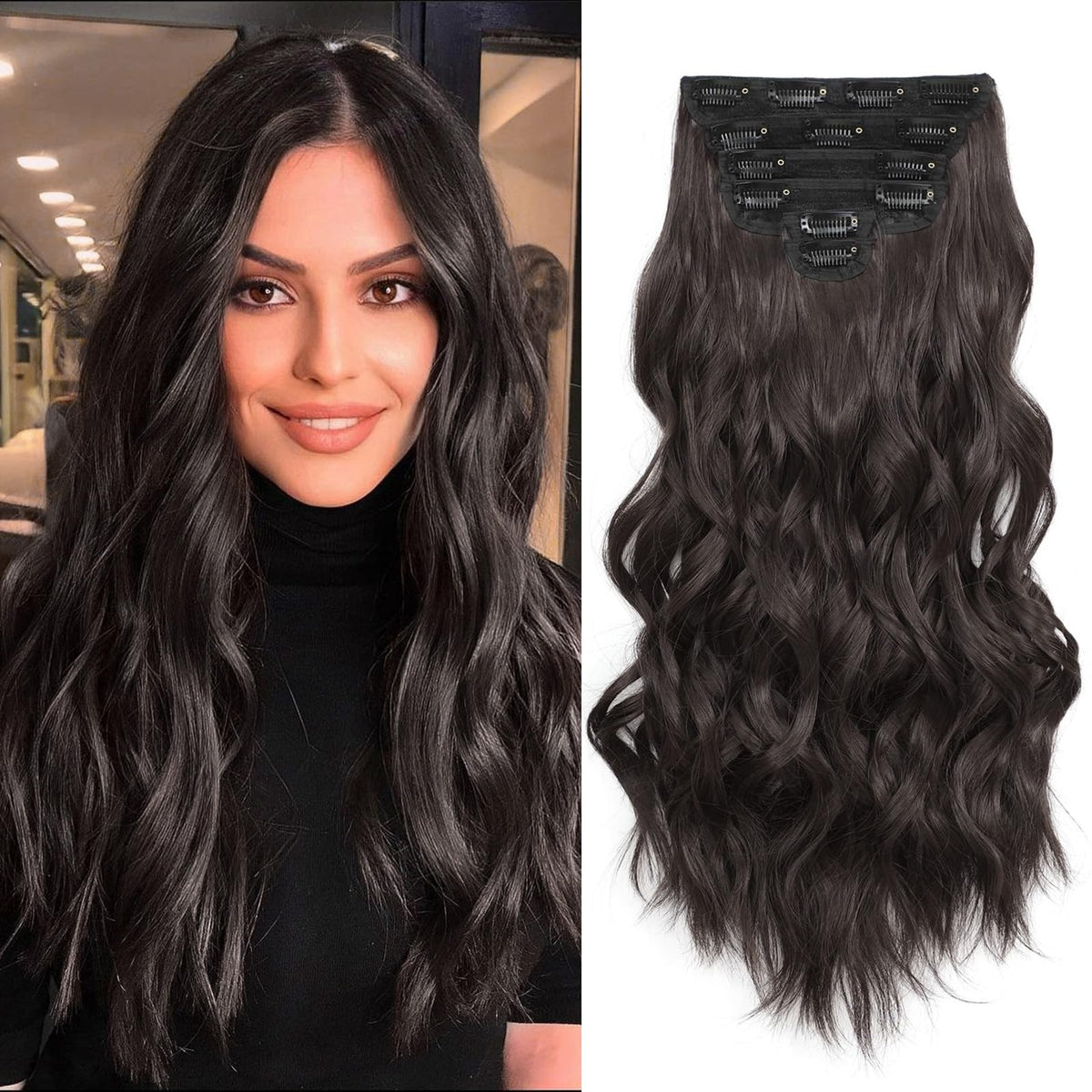 Fliace Clip-in Hair Extensions set of 6 pieces in packaging