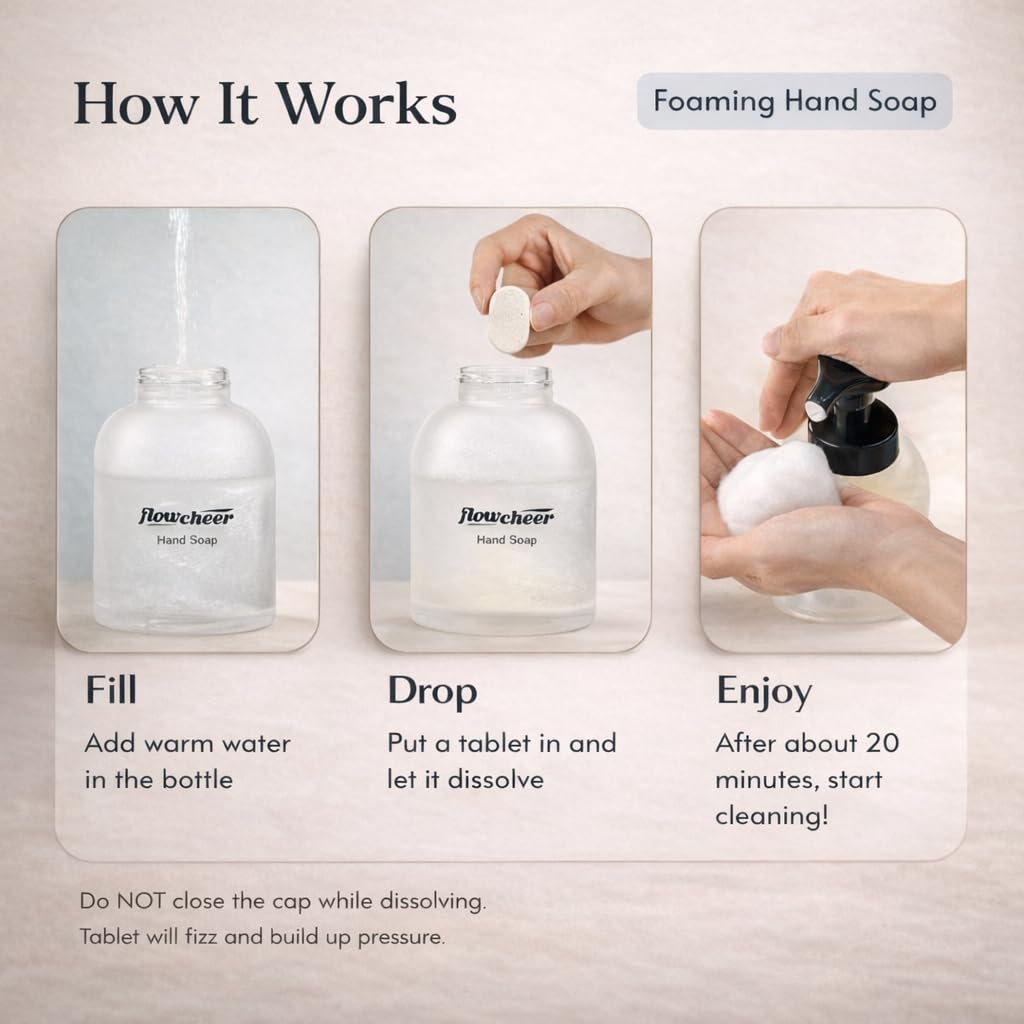 flowcheer Foaming Hand Soap refill tablets with ingredients list