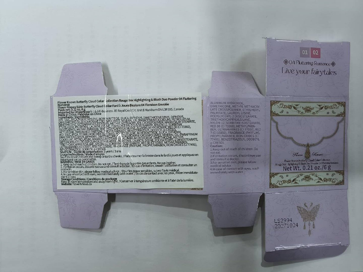 Flower Knows Butterfly Cloud Collar Blush Duo packaging details