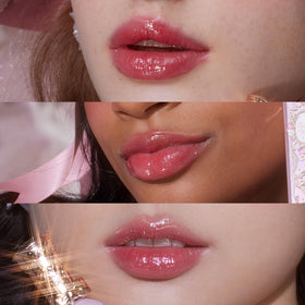 Flower Knows Hot Pink Shimmer Lip Gloss swatch on skin