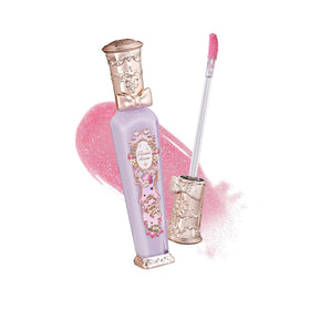 Flower Knows Rococo Glowy Lip Gloss front view in lavender pink shimmer