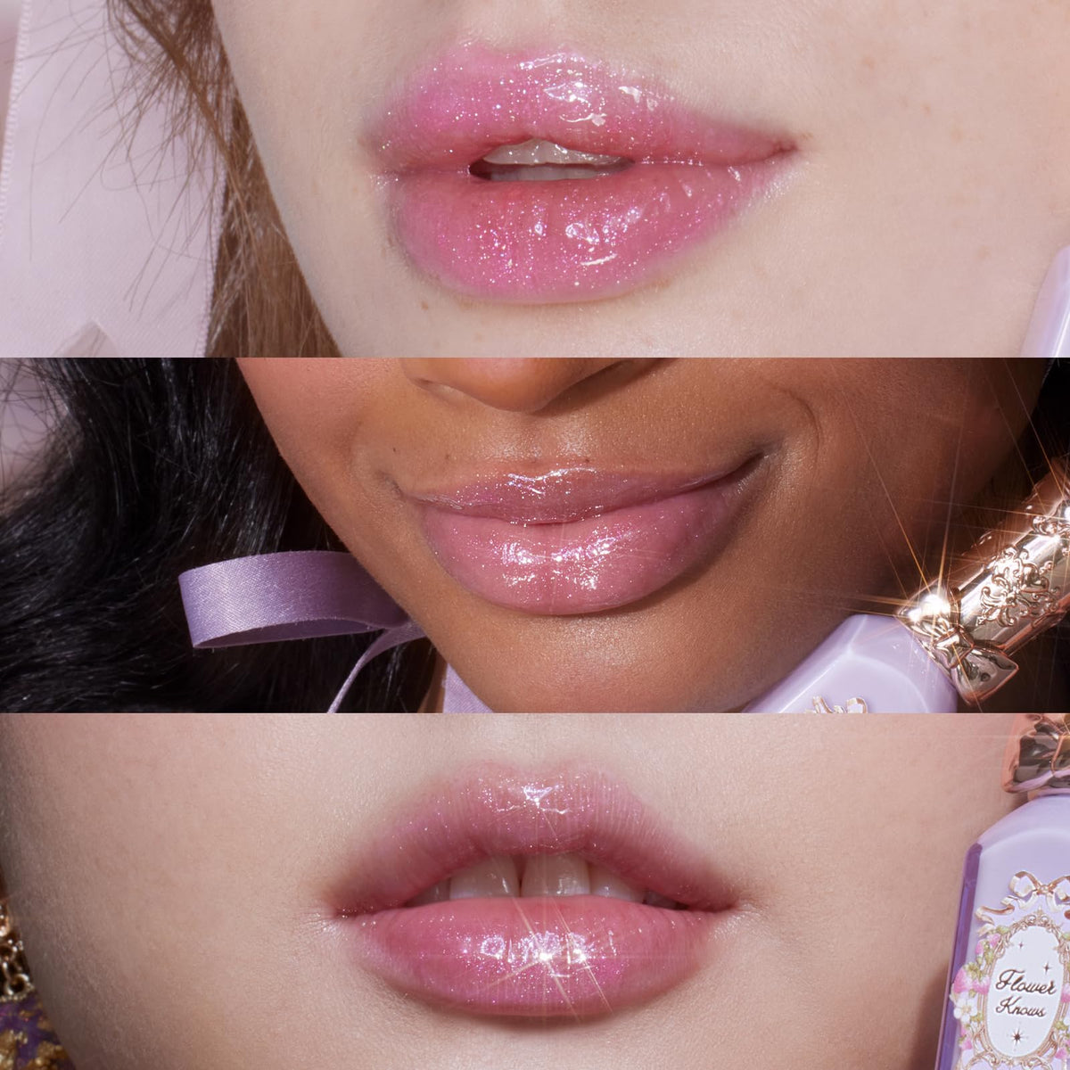 Flower Knows Rococo Glowy Lip Gloss side view with collectible case