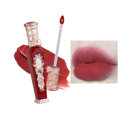 Flower Knows Strawberry Rococo Cloud Lip Cream front view in warm brick red