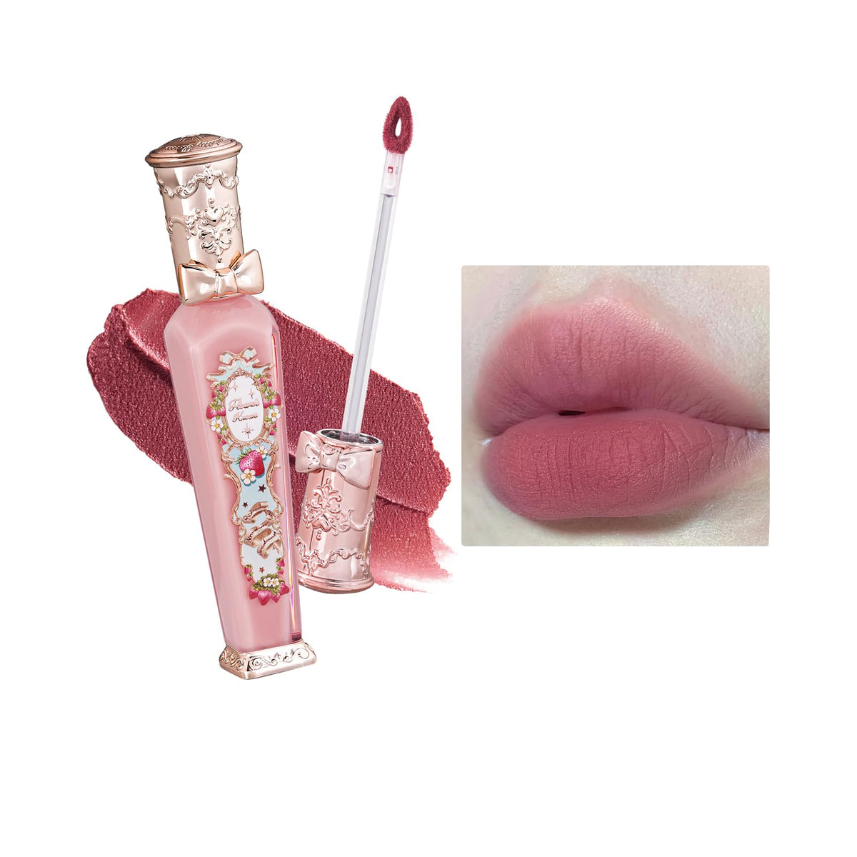 Flower Knows Strawberry Rococo Cloud Lip Cream in Cool Mauve Pink front view
