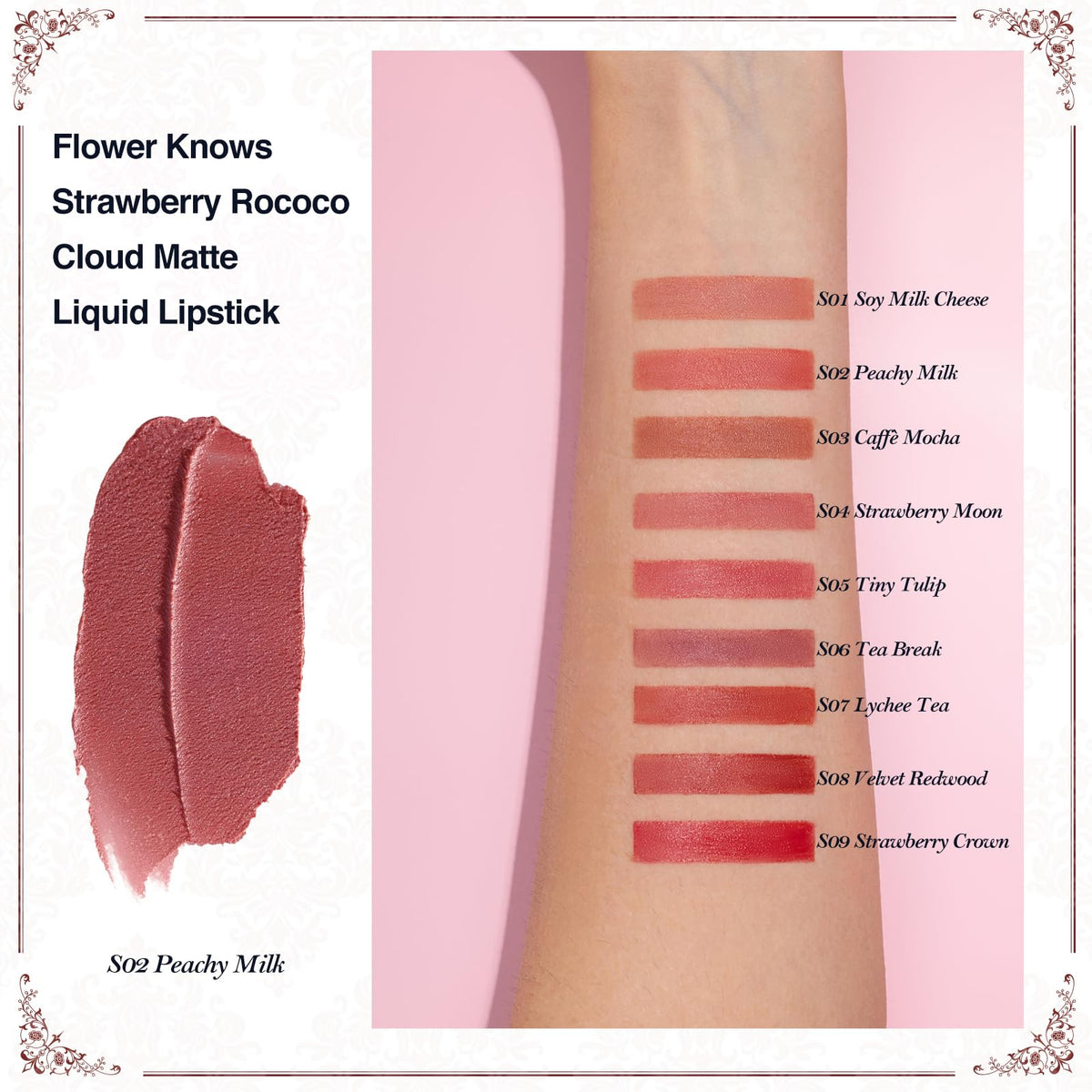 Flower Knows Strawberry Rococo Cloud Lip Cream Soft Coral Peach applicator close-up