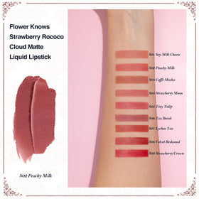 Flower Knows Strawberry Rococo Cloud Lip Cream Soft Coral Peach applicator close-up