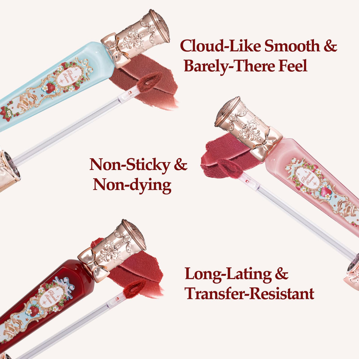 Flower Knows Strawberry Rococo Cloud Lip Cream Soft Coral Peach in collectible case